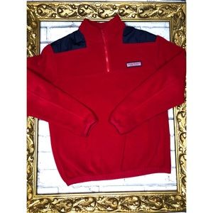 Vineyard Vines Red & Navy Big Kids Zip-Up Fleece